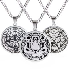 **COI Titanium Black/Gold Tone/Silver Tiger Wolf Lion Celtic Pendant-9541