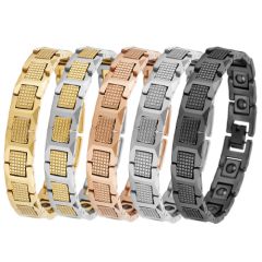 **COI Tungsten Carbide Rose/Gold Tone/Silver Bracelet With Steel Clasp(Length: 8.07 inches)-9543