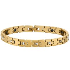 **COI Tungsten Carbide Rose/Gold Tone Cubic Zirconia Bracelet With Steel Clasp(Length: 7.28 inches)-9544