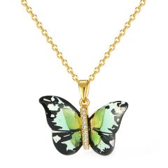 **COI Gold Tone Titanium Butterfly Pendant With Cubic Zirconia-9558