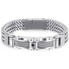 **COI Titanium Gold Tone/Silver Cubic Zirconia Bracelet With Steel Clasp(Length: 9.06 inches)-9563