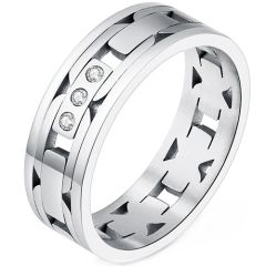 **COI Titanium Gold Tone/Silver Ring With Cubic Zirconia-9674