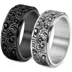 **COI Titanium Black/Gold Tone/Silver Floral Celtic Rotating Ring-9675
