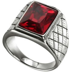 **COI Titanium Ring With Created Blue Sapphire/Red Ruby/Purple Amethyst/White Diamond-9686