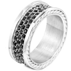 **COI Titanium Ring With Created Black Diamond-9687