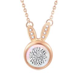 **COI Rose Titanium Rabbit Abalone Shell & Cubic Zirconia Necklace(Length:17.70 inches)-9726