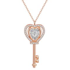 **COI Rose Titanium Key Cubic Zirconia Necklace(Length:17.70 inches)-9727