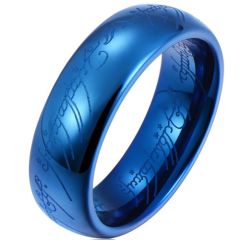 **COI Blue Tungsten Carbide Lord The Ring Dome Court Ring-9743
