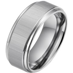 **COI Tungsten Carbide Polished Matt Step Edges Ring-9744