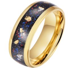 **COI Gold Tone Tungsten Carbide Crushed Opal Dome Court Ring-9745
