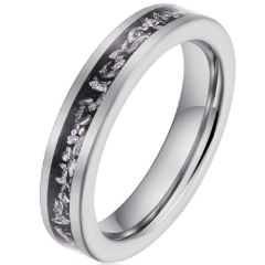 **COI Tungsten Carbide Meteorite Pipe Cut Flat Ring-9747