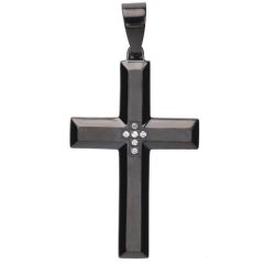 **COI Black Titanium Cross Pendant With Cubic Zirconia-9754
