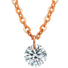 **COI Titanium Rose/Gold Tone/Silver Necklace With Cubic Zirconia(Length: 19.7 inches)-9756