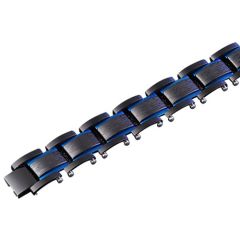 **COI Titanium Black Blue Bracelet With Steel Clasp(Length: 8.50 inches)-9757
