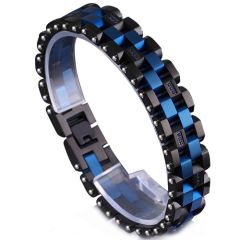 **COI Titanium Black Blue Cubic Zirconia Bracelet With Steel Clasp(Length: 8.50 inches)-9758