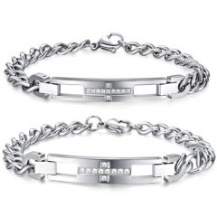 **COI Titanium Cross Cubic Zirconia Bracelet With Steel Clasp(Length: 7.09 inches/8.66 inches)-9764