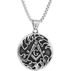 **COI Titanium Black Silver Masonic Freemason Pendant-9772
