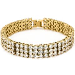 **COI Titanium Gold Tone/Silver Cubic Zirconia Tennis Bracelet With Steel Clasp(Length: 8.27 inches)-9777