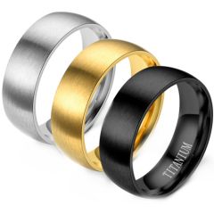 *COI Titanium Black/Gold Tone/Silver Dome Court Wedding Band Ring - JT006
