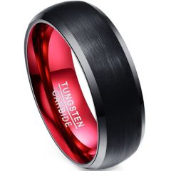COI Tungsten Carbide Black Red Beveled Edges Ring - TG1127BB