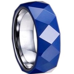 COI Tungsten Carbide Ring With Blue Plating-TG1407(Size:#US6.5)