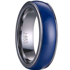 COI Tungsten Carbide Ring With Blue Ceramic - TG1421(Size:US10)