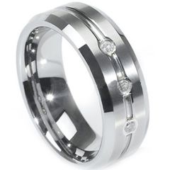 COI Tungsten Carbide Three-stone Ring - TG1437(Size:US5)