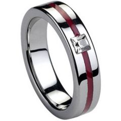 COI Tungsten Carbide Ring With Ceramic & CZ-TG2771(Size:US5.5)