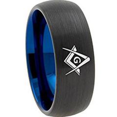 *COI Tungsten Carbide Black Blue Masonic Ring - TG3130AA