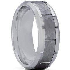COI Tungsten Carbide Hammered Brick Pattern Ring-TG3361