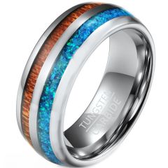 COI Tungsten Carbide Wood & Crushed Opal Dome Court Ring - TG3362