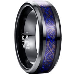 COI Black Tungsten Carbide Dragon Beveled Edges Ring - TG3371