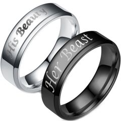 COI Tungsten Carbide Black/Silver Beauty Beast Ring-TG3438