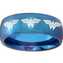 COI Blue Titanium Wonder Women Dome Court Ring - JT4051