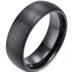**COI Black Tungsten Carbide Dome Court Ring - TG3784