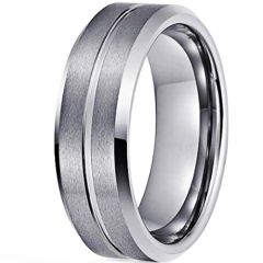 COI Tungsten Carbide Center Groove Beveled Edges Ring-TG379