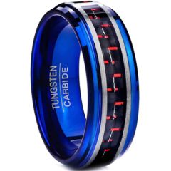 COI Tungsten Carbide Blue Silver Carbon Fiber Ring-TG3898BB