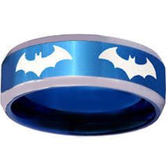 **COI Tungsten Carbide Blue Silver Bat Man Ring - TG3867