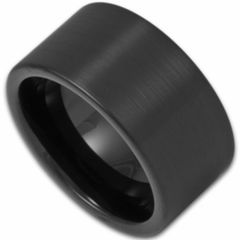 COI Black Tungsten Carbide 10mm Pipe Cut Flat Ring - TG4126