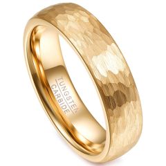 COI Gold Tone Tungsten Carbide Hammered Ring - TG4252