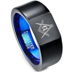 COI Tungsten Carbide Black Blue Masonic Ring -TG4385