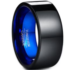 COI Tungsten Carbide Black Blue Pipe Cut Flat Ring - TG4426