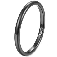 COI Tungsten Carbide Black/Gold Tone/Silver 2mm Dome Court Ring - TG4497