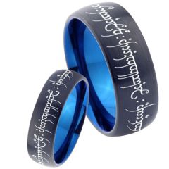 **COI Tungsten Carbide Black Blue Lord of Rings Ring Power-4622