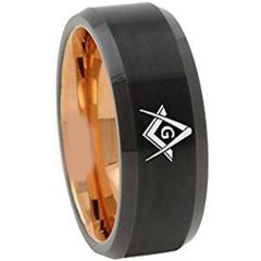 COI Tungsten Carbide Black Rose Masonic Ring - TG4668AAA