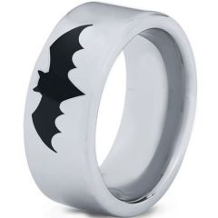COI Tungsten Carbide Bat Man Pipe Cut Flat Ring-TG5000