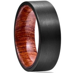 COI Black Tungsten Carbide Ring With Wood-TG5041