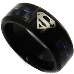 *COI Black Tungsten Carbide Super Man Carbon Fiber Ring-TG5144