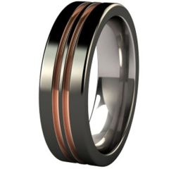 COI Tungsten Carbide Two Tone Ring - TG928(Size:US9)