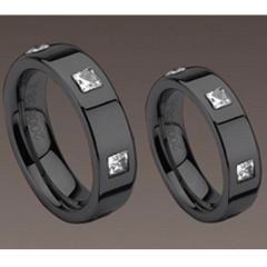 COI Black Tungsten Carbide Ring With CZ- TG983 (US5)